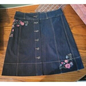 Kate Spade Embroidered Denim Skirt Size 4